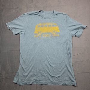 Pop’s Sunset Grill Nokomis Beach Graphic T Shirt VW Bus Beach Tee Blue